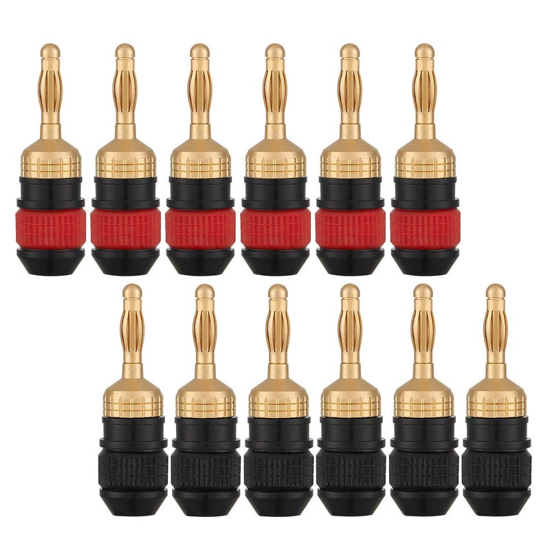 WGGE WG-008 24K Gold Safety Connector Banana Plugs (6 Pairs (12 Plugs)) - Image 1